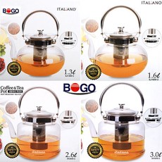 유리주전자모음 유리포트 커피포트 내열유리 직화유리 망주전자 약탕기 유리망 밀크포트, 선택01-유리망주전자(1000ml)스텐뚜껑, 1개