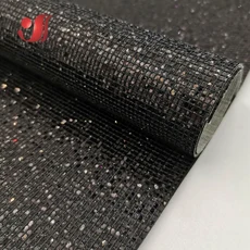PU 가죽 원단 단색 체크 공예 크리스탈 DIY 재료 반짝이, A4 20cm x 30cm, 검정색