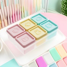 嬰兒輔食盒 硅膠6格冷凍保鮮盒 嬰幼兒食品分裝盒 帶蓋零食盒 冰格模具盒, 1個, 雪糕奶昔組閤,獨立大容量6格