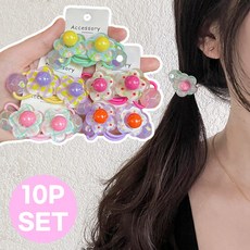 로르블랑 파스텔 꽃 방울머리끈 10P 세트