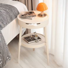 다나셀 튼튼한 2단 사이드 협탁, 화이트