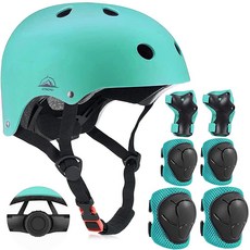 TCCVANAS 무릎 패드 팔꿈치 패드 및 손목 보호대 포함 조절 가능한 아동용 헬멧 - 만 3-5 5-8 8-14세 유아용 자전거 스케이트 타기 사이클링 스케이트보드, 연한 녹색, 1개