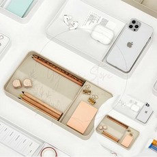 SYSMAX 데스크 플립 트레이 양면 수납 정리함 소품 칸막이 분할 문구 책상 샤프 볼펜, 화이트