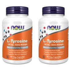 NOW Foods 左旋酪胺酸750mg素食膠囊, 90顆, 2罐
