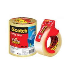 스카치 포장 박스 테이프 48mm x 25m 3625V 2+1 + 48mm x 100m 3615 + 디스펜서, 투명, 1세트