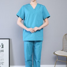 dimowa 병원유니폼 간호사 물리치료사 에스테틱유니폼, 1개, (폴리면혼방) 레이크블루