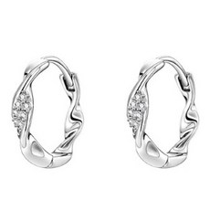 閃鑽銀飾耳扣/耳環 B852 (日韓版/抗敏/不褪色)