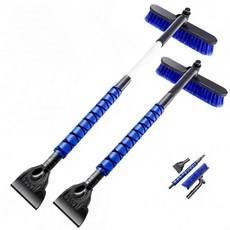 Cute Dear 99.1cm(39인치) 확장 가능한 스노우 브러시 자동차 앞유리용 아이스 스크레이퍼 및 스퀴지 포함 폼 그립이 있는 회전 자동 스노우 브러시 트럭 SUV, 블루