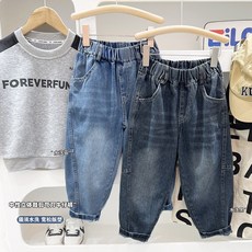 男童牛仔褲兒童褲子痞帥男孩鞦裝2025新款中大童春鞦款休閒牛仔褲