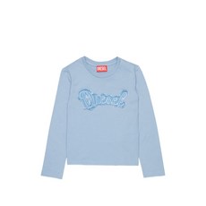 디젤 키즈 로고 아플리케 긴소매 티셔츠