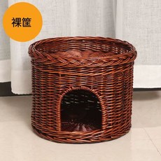 라탄 고양이 케이지 요람 타워 (5KG이하고양이) 반려묘 바구니 사계절용 둥지 단층, C. 적갈색 둥지