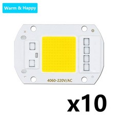 10pcs 50W AC220V 필요 없음 드라이버 LED COB 칩 구슬 스마트 IC 3000k 6500k 투광 조명 스포트라이트, 02 Cold White 6500K, 01 50w AC220v 10pcs