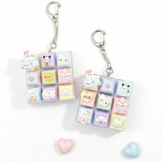캐릭터 키캡 키링 만들기 세트 9구 DIY 키링 만들기 키트 공예 재료 본드 포함 풀세트, 1개, 옵션4(LED)