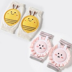 嬰兒爬行護膝蓋兒童防摔學走路寶寶爬行護膝夏季護肘加厚學步薄款, 小蜜蜂+粉小兔（0-3歲）-2雙裝, 1個