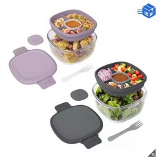 bentgo分隔便當盒，輕巧保鮮多功能餐盒，上班族學生便當首選，安全無毒材質，多色可選, 黑+紫, 1套, 保鮮碗