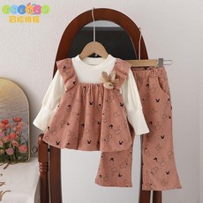 Yicoco童裝 女童馬甲三件套 春秋卡通兒童套裝