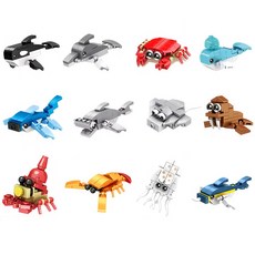 동물 조립블록 소형 블록 공룡 해양 세트 곤충 퍼즐 미니, A04, 1개