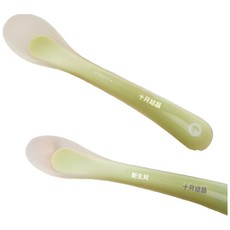 嬰兒矽膠軟勺【2隻裝】食品級矽膠 新生兒專用 安全無毒 餵食匙 軟性 寶寶餐具 湯匙, 清新綠, 1個
