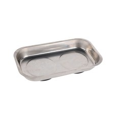 不鏽鋼磁性零件盤，強力磁鐵吸附，汽車維修零件收納盤，防刮傷橡膠底座, 維修磁吸式盤, 長方, 通用型