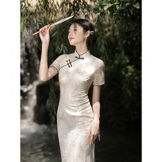 旗袍2026新款改良新中式年輕款少女夏季日常素雅國風高端氣質高貴 宴會禮服 氣質長裙 傳統服飾 民國風