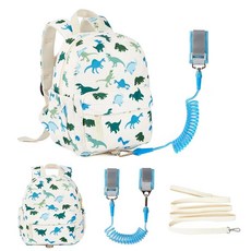 Corduroy Toddler Backpack with Detachable Leash and Anti-Lost Wrist Link Safety Harness Walking f, Dinosaur-beige Corduroy