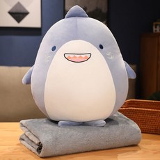 可愛造型鯊魚玩偶抱枕 療癒系絨毛玩偶 辦公室午休靠墊, 鯊魚,抱枕50釐米不含毯子