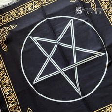 光之薩滿 星境 金印 銀色五芒星祭壇布 36吋正方形, 1個