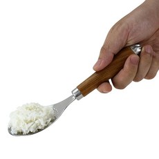 EIKS 나무 손잡이가 달린 스테인리스 스틸 라이스 패들 - 끈적한 쌀 초밥 으깬 감자 반죽 재료를 위한 논스틱 주걱, EIKS 나무 손잡이가 달린 스테인리스 스틸 라이스 패