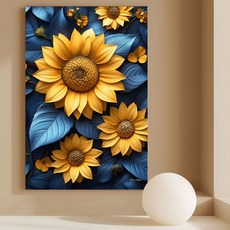 더마네이처 해바라기액자 돈들어오는 인테리어그림, 4번 해바라기그림