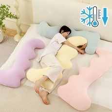 POMTOR 냉감 바디필로우 인체공학 탈부착 롱쿠션, 그레이