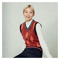 JDX 여성 골프 조끼 베스트 퍼포먼스 데일리 골프웨어 루즈핏 아가일 X2SVU7374BC .DH2145180