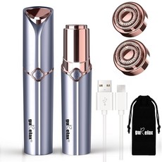 gurelax 여성용 안면 제모 얼굴 입술 턱용 전기 무통 충전식 안면 제모기 교체 헤드 2개 포함, Blue+2 Heads