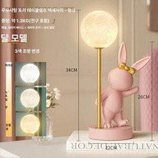 토끼 침대 협탁 플로어 소형 선반 미니 조명 사이드, 버튼 스위치, 핑크 문 버전