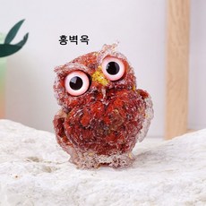 사무실 데코 크리스탈 부엉이 피규어 황금박 레진 조각상 귀여운 직장인 선물 업무공간 소품, 홍벽옥