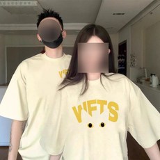 해피유통 커플룩 반팔 티셔츠 WFTS 캐주얼 여름 남녀공용 넉넉한 사이즈 고급 면 티