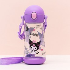 물통 산리오 트라이탄물통470ml 투명안전 유치원 어린이집 여아 휴대 개인물통 크로스끈, 쿠로미, 470ml, 1개