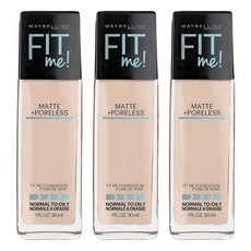 메이블린 핏 미! 파운데이션 매트 + 포어리스 30ml, 105 Fair Ivory, 3개