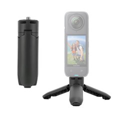 Insta360 호환 원터치 오픈 스마트 폴딩 베이스 미니 삼각대 인스타360 X5 X4 AIR X3 접이식 핸들, 1개, 블랙(단일색상)