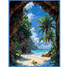 온메이드 DIY 명화그리기 그림그리기 세트 MD-220, 1개, 39 야자수 해변