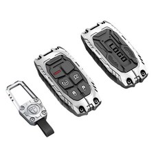 헤비 아연 합금 키 포브 커버 키체인 키 케이스 2018 2019 2020 2021 2022 2023 2024 지프 랭글러 JL JLU 루비콘 글래디에이터 사하라와 호환되, Model-A Silver