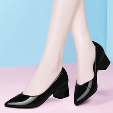 후아나야 펌프스힐 여성 펌프스구두 에나멜하이힐 굵은굽