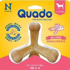 N-BONE Q樂多立體潔牙骨-磷蝦綜合莓果風味，中小型犬適用，天然潔牙零食, 50g, 1個, 磷蝦綜合莓果口味