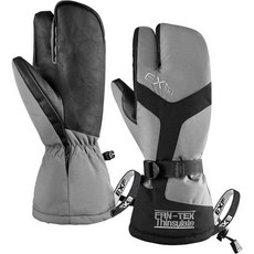 방수 겨울 3핑거 스키 장갑 따뜻한 보온 눈 눈썰매 스노모빌용, Grey, X-Large