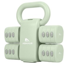 ABAHUB 2in1 무게조절 덤벨 케틀벨 여성 홈트 입문용 미끄럼방지 그립, 1개, 5kg, 녹색