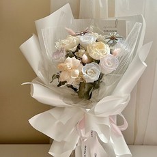 Floraflower-與你的童話〖韓系花束〗畢業花束 藍色永生花束 教師節生日禮物, 花束+提袋, 藍色