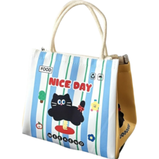 엘리브 직장인 런치백 캐릭터 도시락가방 보냉백 피크닉백, 블루 고양이, 1개