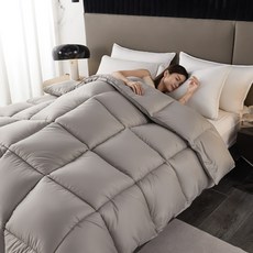 [한정특가] Cozy Aura 호텔 거위털 구스 다운 겨울 이불, 그레이