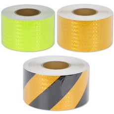 PVC 반사 테이프 스티커 고휘도 벌집 반사지 100mm x 50M, 황색, 1개