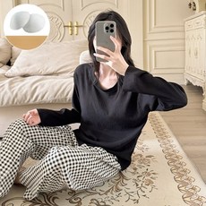 여성 겨울잠옷 세트 여자 긴팔 긴바지 세트 겨울 심플 홈웨어, 블랙, M