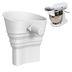 QZAVIRE 주방 보조 믹서용 밀가루 깔때기 베이킹 및 요리를 위한 실리콘 접이식 스탠드 믹서 부착물 세척이 쉽고 유연한 논스틱 디자인 쉬운 보관을 걸이용 구멍 포함 (, 화이트